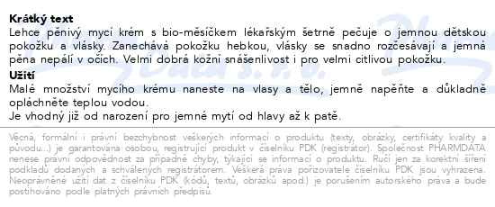 Příbalový leták - WELEDA baby Měsíčkový mycí krém a šampon 400ml