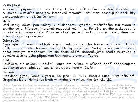 Příbalový leták - Green Idea Ušní kapky očista pro psy 50ml