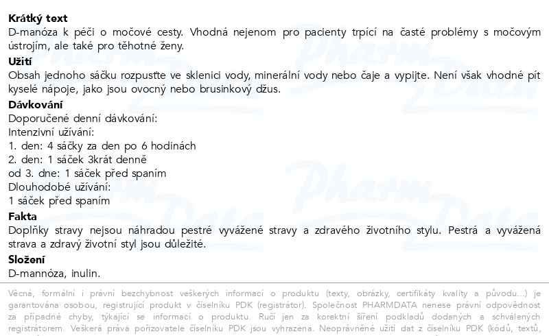 Příbalový leták - Blokurima 2g D-manózy sáčky 30x4g