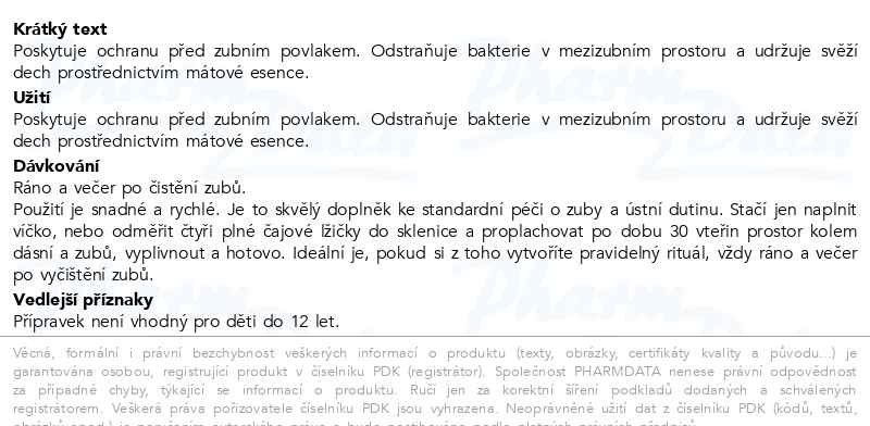 Příbalový leták - LISTERINE ústní voda COOL MINT 1L