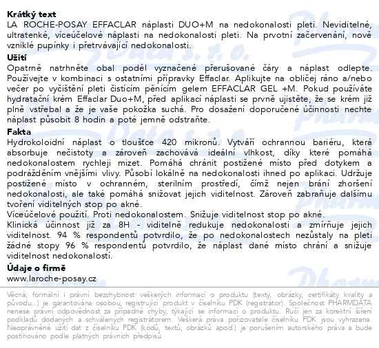 Příbalový leták - LA ROCHE-POSAY EFFACLAR DUO+ M náplasti 22ks