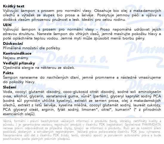 Příbalový leták - WELEDA Vyživující šampon s prosem 190ml