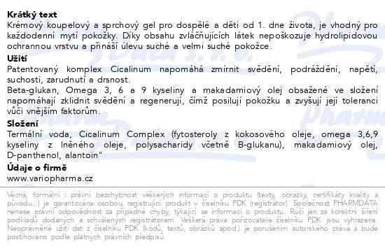 Příbalový leták - DERMEDIC Cicatopy krémový koupelový a sprchový gel 300ml