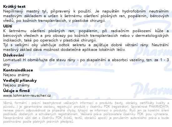 Příbalový leták - Tyl mastný Lomatuell H 10x10cm sterilní 10ks