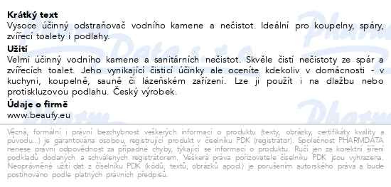 Příbalový leták - CLEANEE Pet Care odstraňovač vodního kamene 500ml