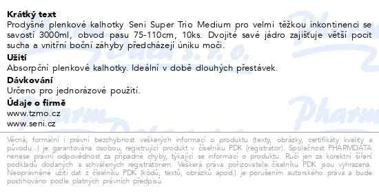 Příbalový leták - Seni Super Trio inkon.plen.kalh.s lepítky M 10ks