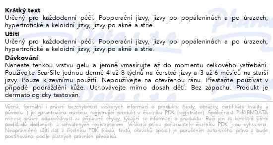 Příbalový leták - Biotter SCARSILC gel na jizvy 20ml