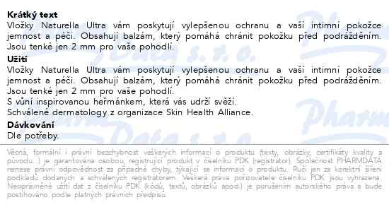 Příbalový leták - Naturella Ultra Maxi vložky velikost 3, 32ks