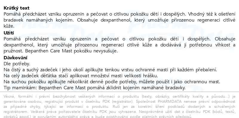 Příbalový leták - Bepanthen Ochranná mast 3.5g