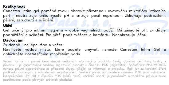Příbalový leták - Canesten Intim gel 100ml