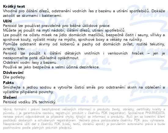 Příbalový leták - Allnature Peroxid vodíku 3% 500ml