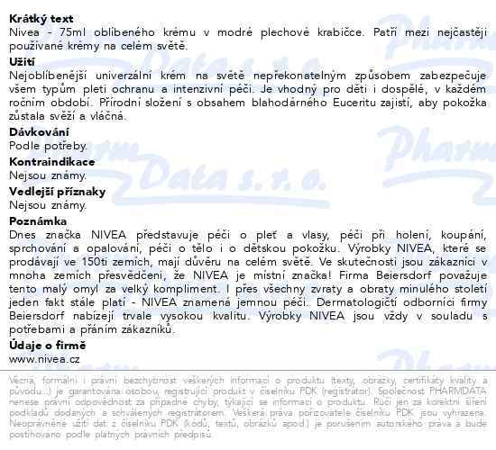 Příbalový leták - NIVEA Creme 75ml
