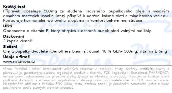 Příbalový leták - NatureVia Pupalka dvouletá 500mg s vitaminem E 90 kapslí