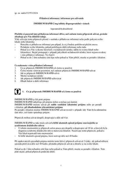 Příbalový leták (SUKL) - Imodium Rapid 2mg 6 dispergovatelných tablet