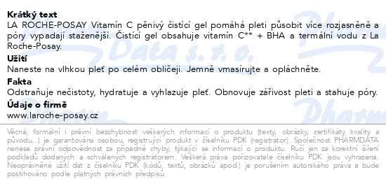 Příbalový leták - LA ROCHE-POSAY Vitamin C pěnivý gel 200ml