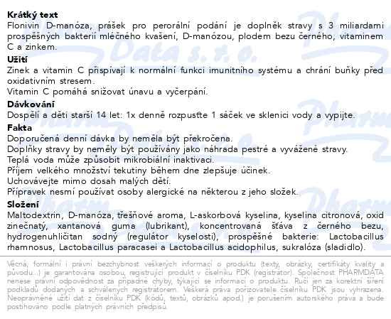 Příbalový leták - Flonivin D-Manóza 20x5g Galenika