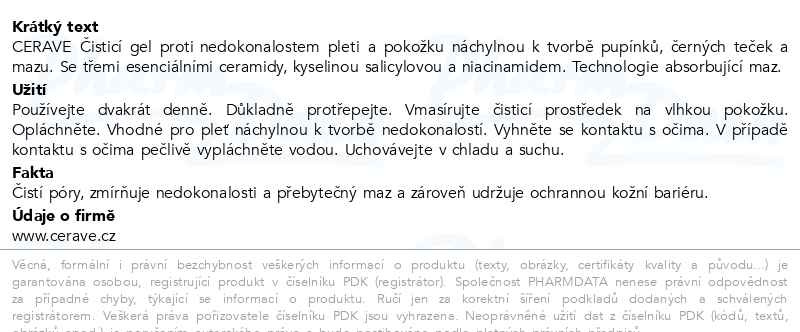 Příbalový leták - CeraVe Čisticí gel proti nedokonalostem 473ml