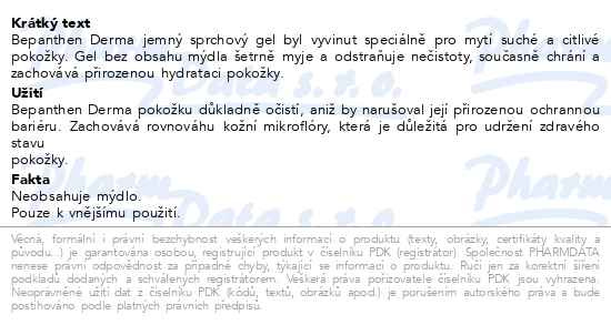 Příbalový leták - Bepanthen Derma jemný sprchový gel 200ml