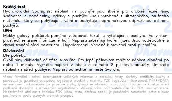 Příbalový leták - 3M Spofaplast 913N Gelové náplasti na puchýře MIX 5ks