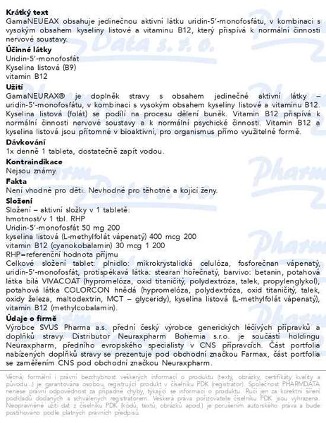 Příbalový leták - GamaNEURAX 30 tablet