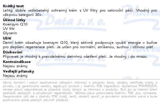 Příbalový leták - RYOR Koenzym Q10 Denní krém s UV filtry 50ml