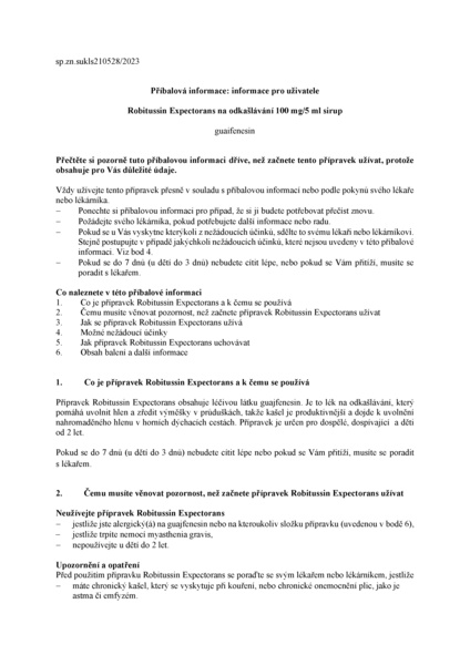 Příbalový leták (SUKL) - Robitussin Expectorans 100mg/5ml, sirup na odkašlávání 100 ml