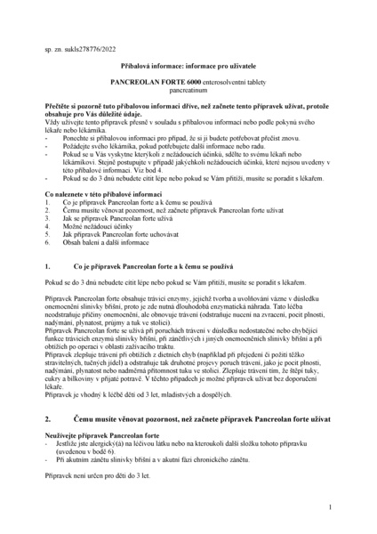 Příbalový leták (SUKL) - Pancreolan Forte 6000U tbl.ent.30