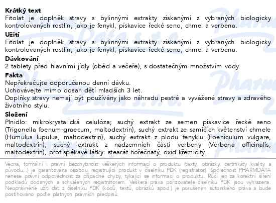 Příbalový leták - Fitolat tbl.45 Pharmalife