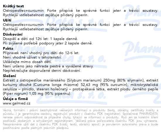 Příbalový leták - Vánoční Balení GALMED Ostropestřec+curcumin forte cps 120+20
