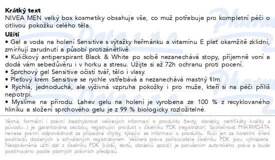 Příbalový leták - Nivea Men Sensitive Kit Toolbox Dárková sada