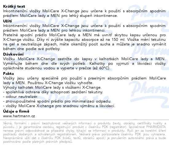 Příbalový leták - MoliCare X-Change vložky do absorpčního prádla 20ks