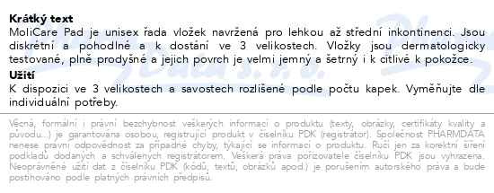 Příbalový leták - MoliCare Pad 2 kapky Mini P30