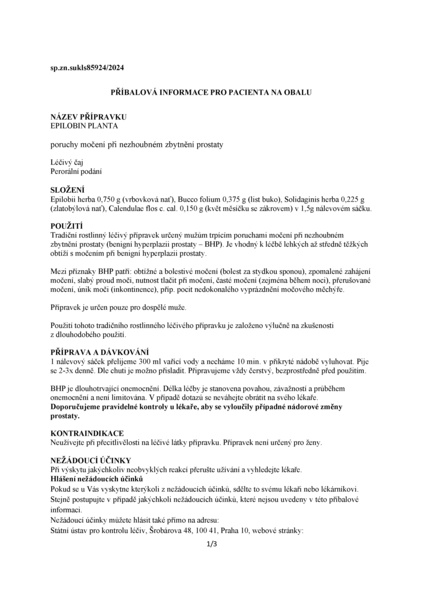 Příbalový leták (SUKL) - LEROS Epilobin Planta spc.20x1.5g I sáčky
