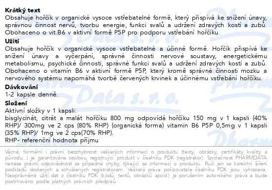 Příbalový leták - NatureVia Magnesium Organic BCM 800mg +B6 cps.180