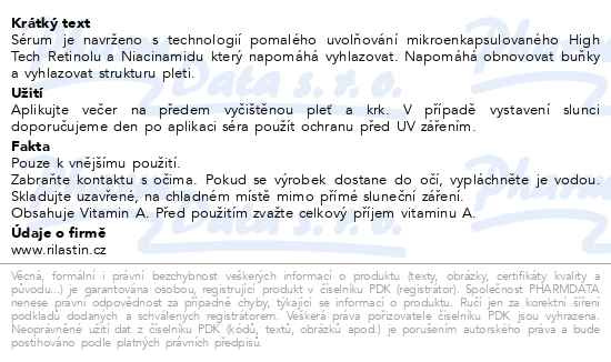 Příbalový leták - RILASTIL Multirepair Retinol Tech pleť.sérum 30ml