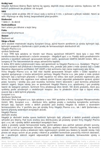 Příbalový leták - Megafyt Bylinková lékárna Řepík 20x1.5g