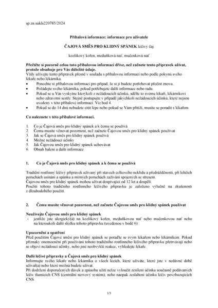 Příbalový leták (SUKL) - Megafyt Čajová směs pro klidný spánek 20 nálevových sáčků