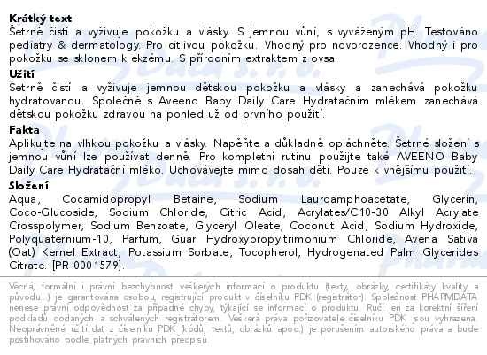 Příbalový leták - Aveeno baby Daily Care mycí gel 250ml