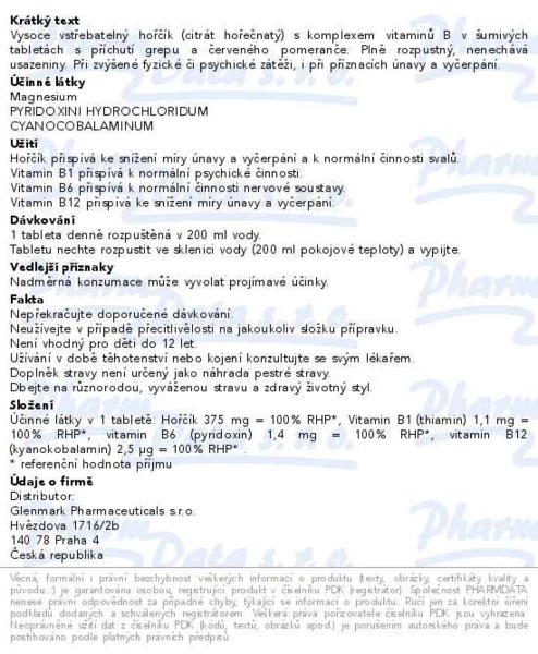 Příbalový leták - Magnesium B-komplex GRE-PO Glenmark tbl.eff.20