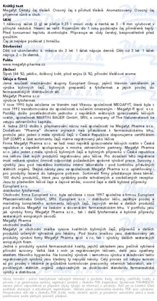 Příbalový leták - Megafyt Dětský čaj třešeň 20x2g