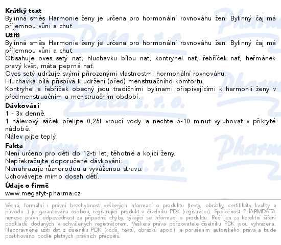 Příbalový leták - Megafyt Harmonie ženy 20x1.5g