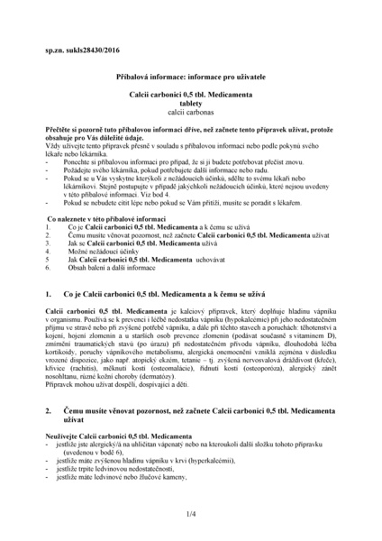 Příbalový leták (SUKL) - Calcii Carbonici 0.5 tbl.MVM por.tbl.nob.50x0.5g