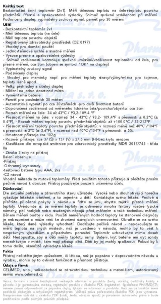Příbalový leták - Bezkontaktní čelní teploměr OMRON Gentle Temp 730