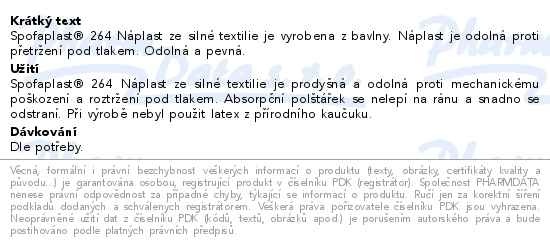 Příbalový leták - 3M Spofaplast 264 Pevná textilní náplast 1mx8cm