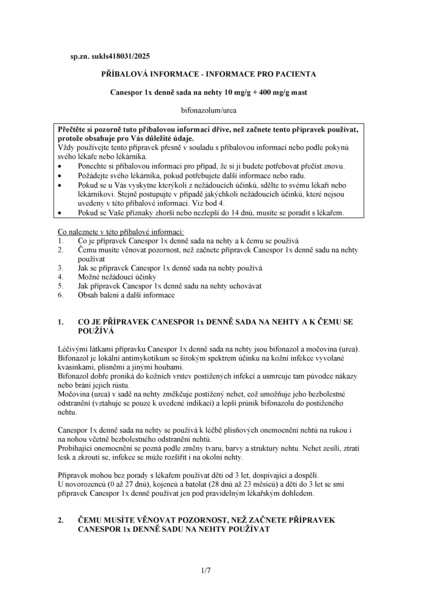Příbalový leták (SUKL) - Canespor 1x denně sada na nehty