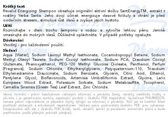 Příbalový leták - Revalid Energizing Shampoo MEN 200ml