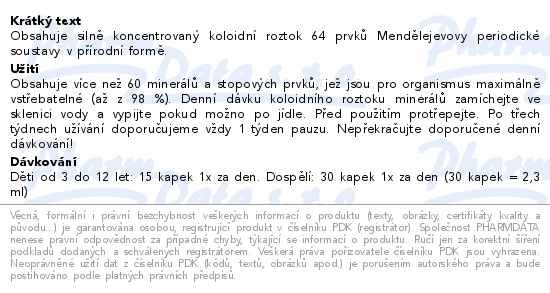 Příbalový leták - Fytomineral 100 ml koloidní roztok