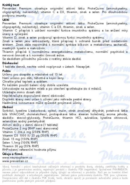 Příbalový leták - Preventan Premium 90 tablet