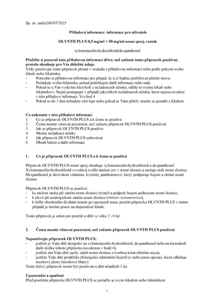 Příbalový leták (SUKL) - Olynth Plus 0.5mg/ml+50mg/ml nas.spr.sol. 1x10ml