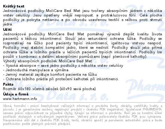 Příbalový leták - Podložky MoliCare Bed Mat 7 kapek, 60x180+záložky, 30ks